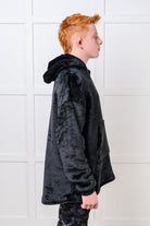 Kids Oversized Hoodie Blanket in Black - Charming Charlie