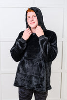 Kids Oversized Hoodie Blanket in Black - Charming Charlie