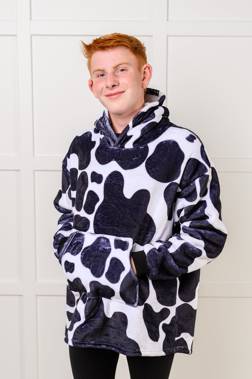 Kids Oversized Hoodie Blanket in Cow - Charming Charlie
