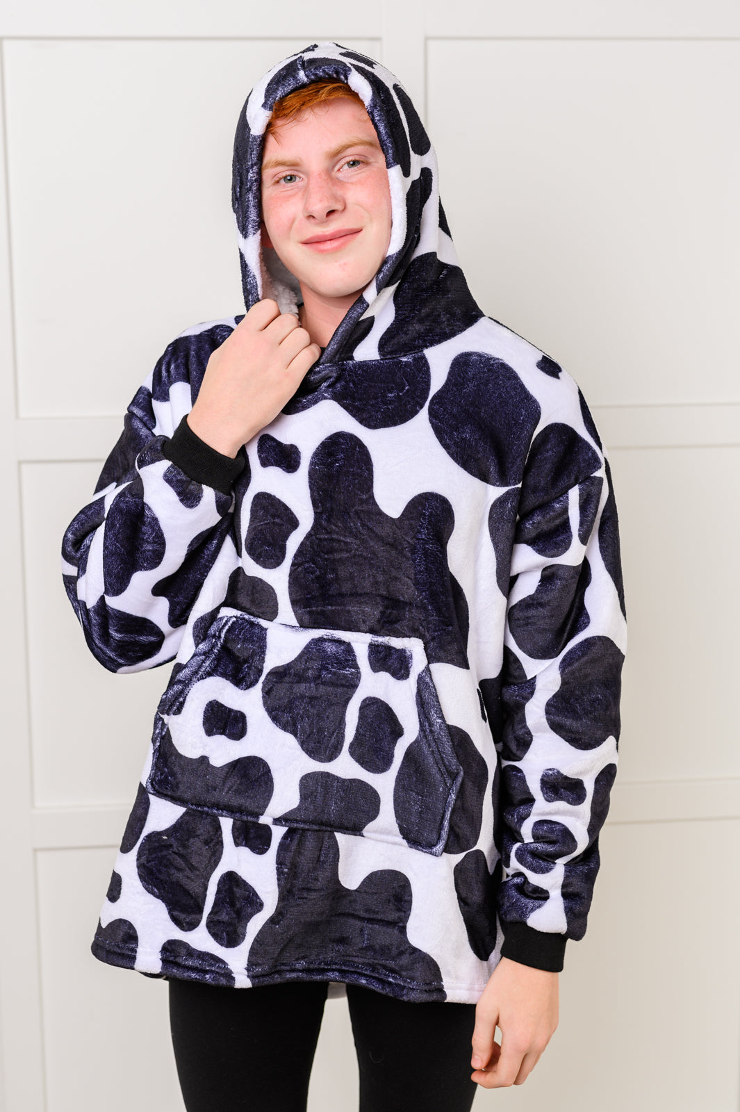 Kids Oversized Hoodie Blanket in Cow - Charming Charlie