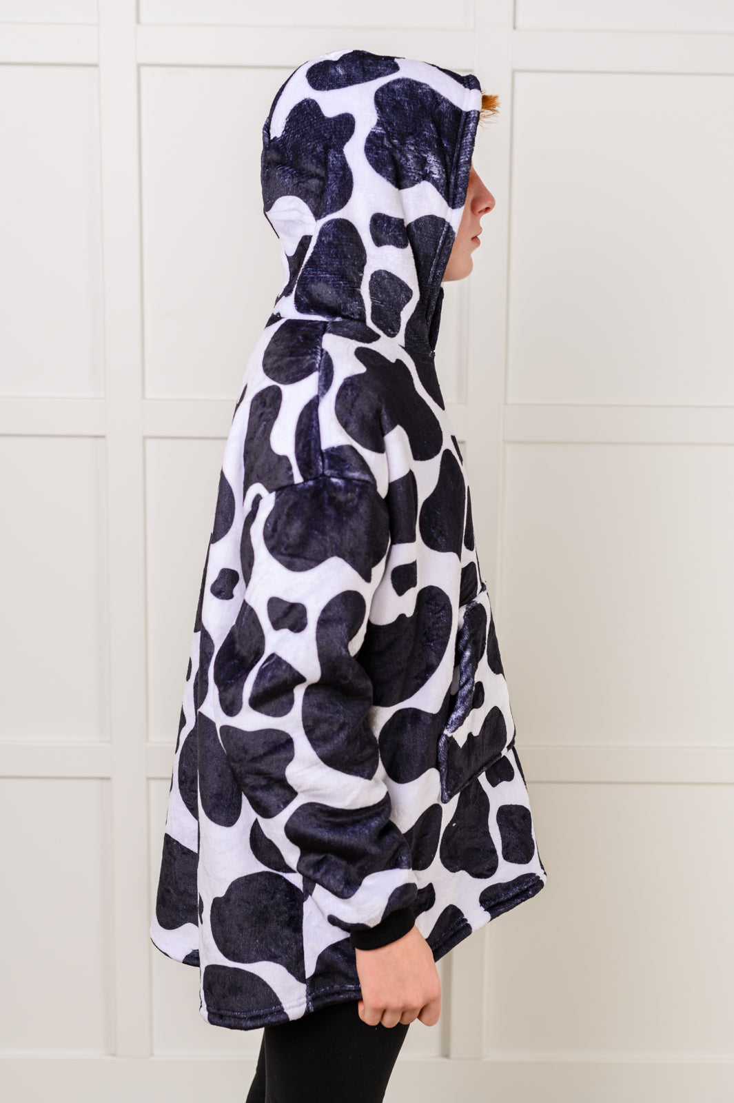 Kids Oversized Hoodie Blanket in Cow - Charming Charlie