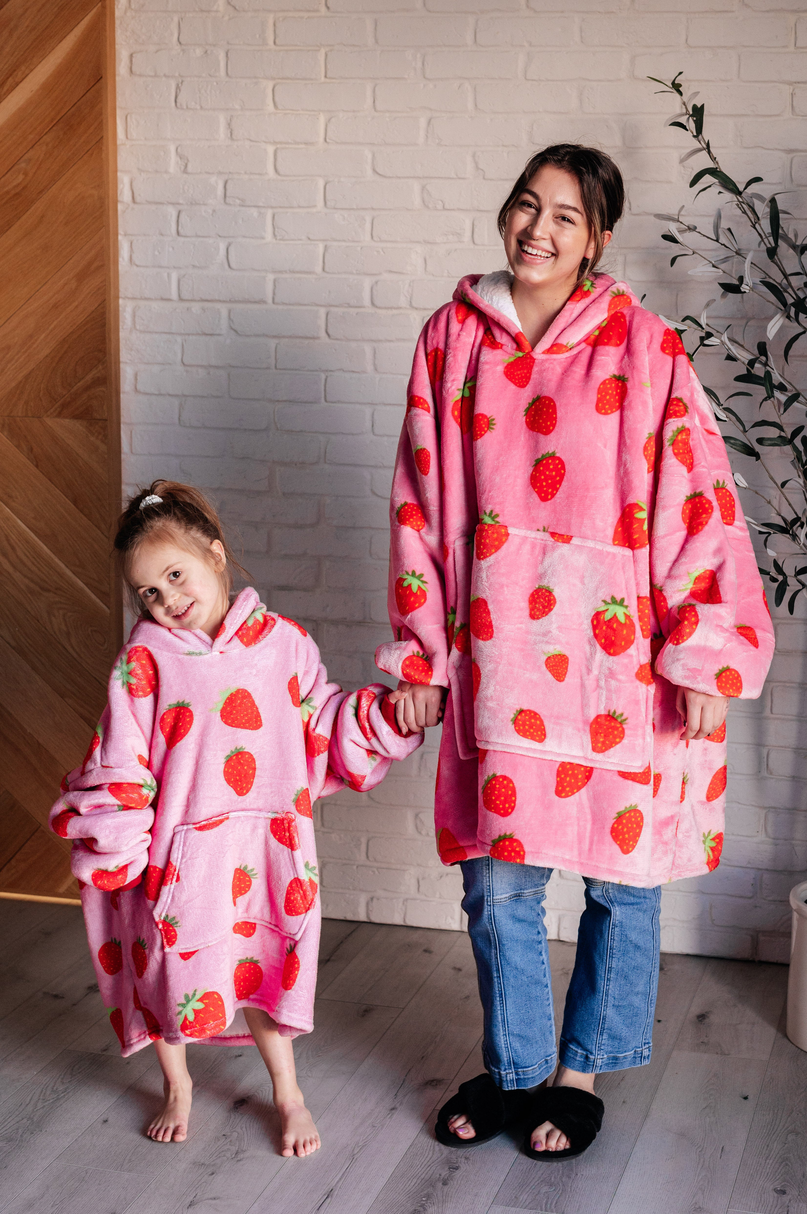 Oversized Blanket Hoodie in Strawberry - Charming Charlie