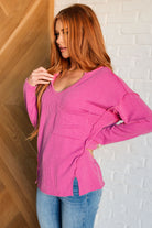 Kinda Sorta Ribbed Top in Magenta - Charming Charlie