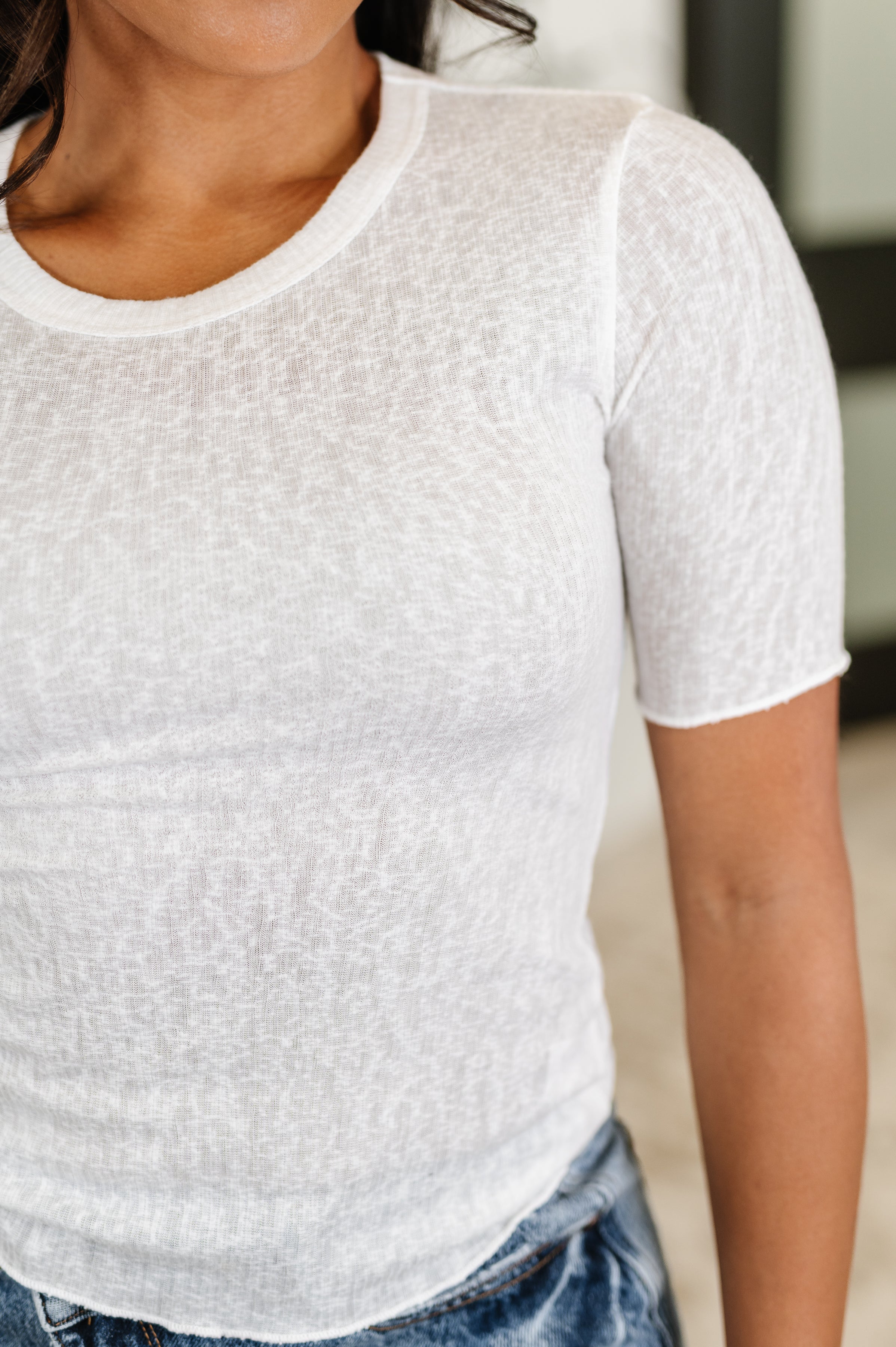 Knit Pick Basic Tee in Off White - Charming Charlie