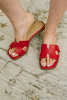 Knit Square Toe Slip on Sandal in Red - Charming Charlie