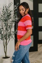 Known for a While Knit Blouse in Pink and Red - Charming Charlie