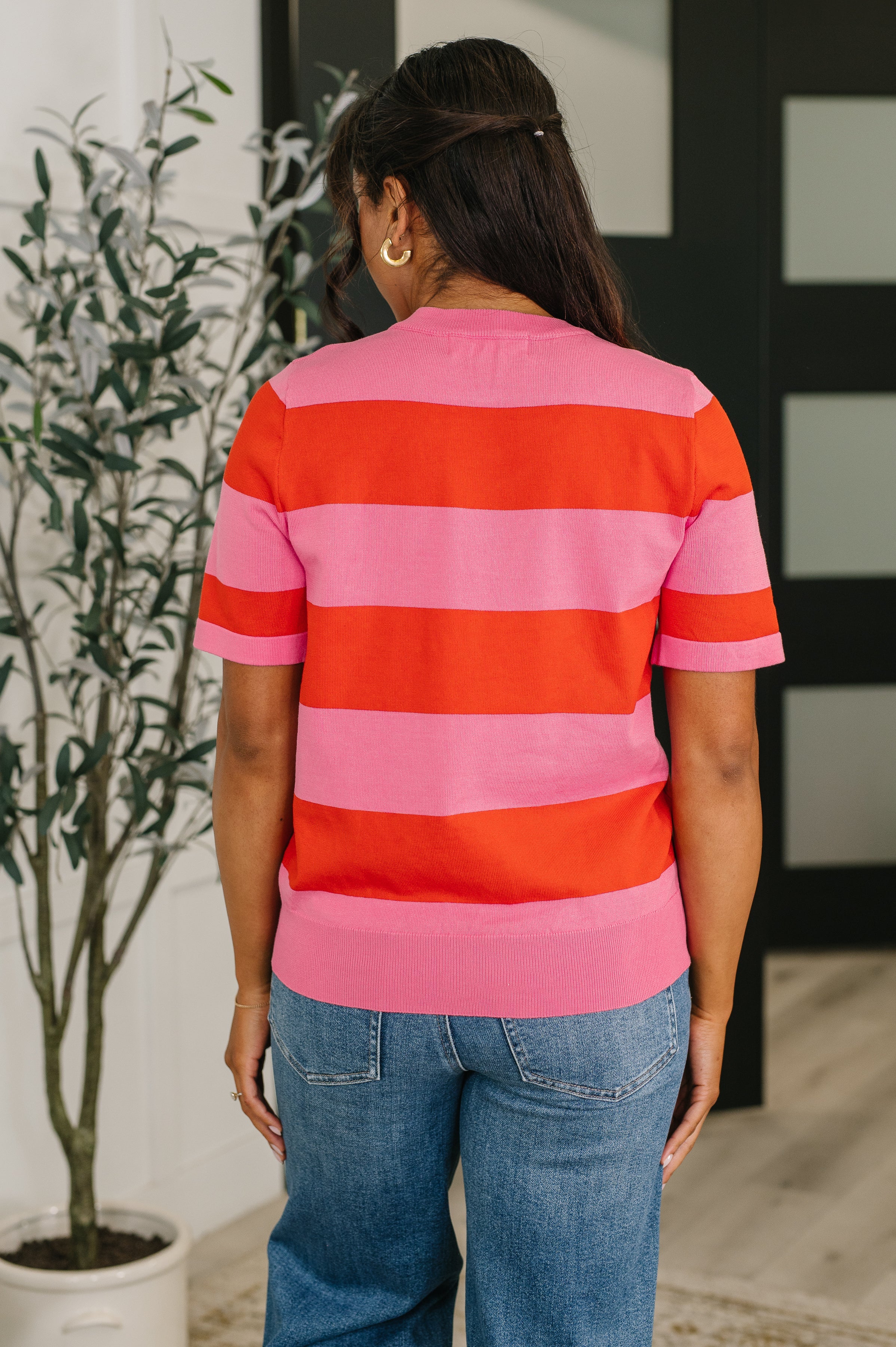 Known for a While Knit Blouse in Pink and Red - Charming Charlie
