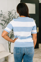 Known for a While Knit Blouse in White and Blue - Charming Charlie