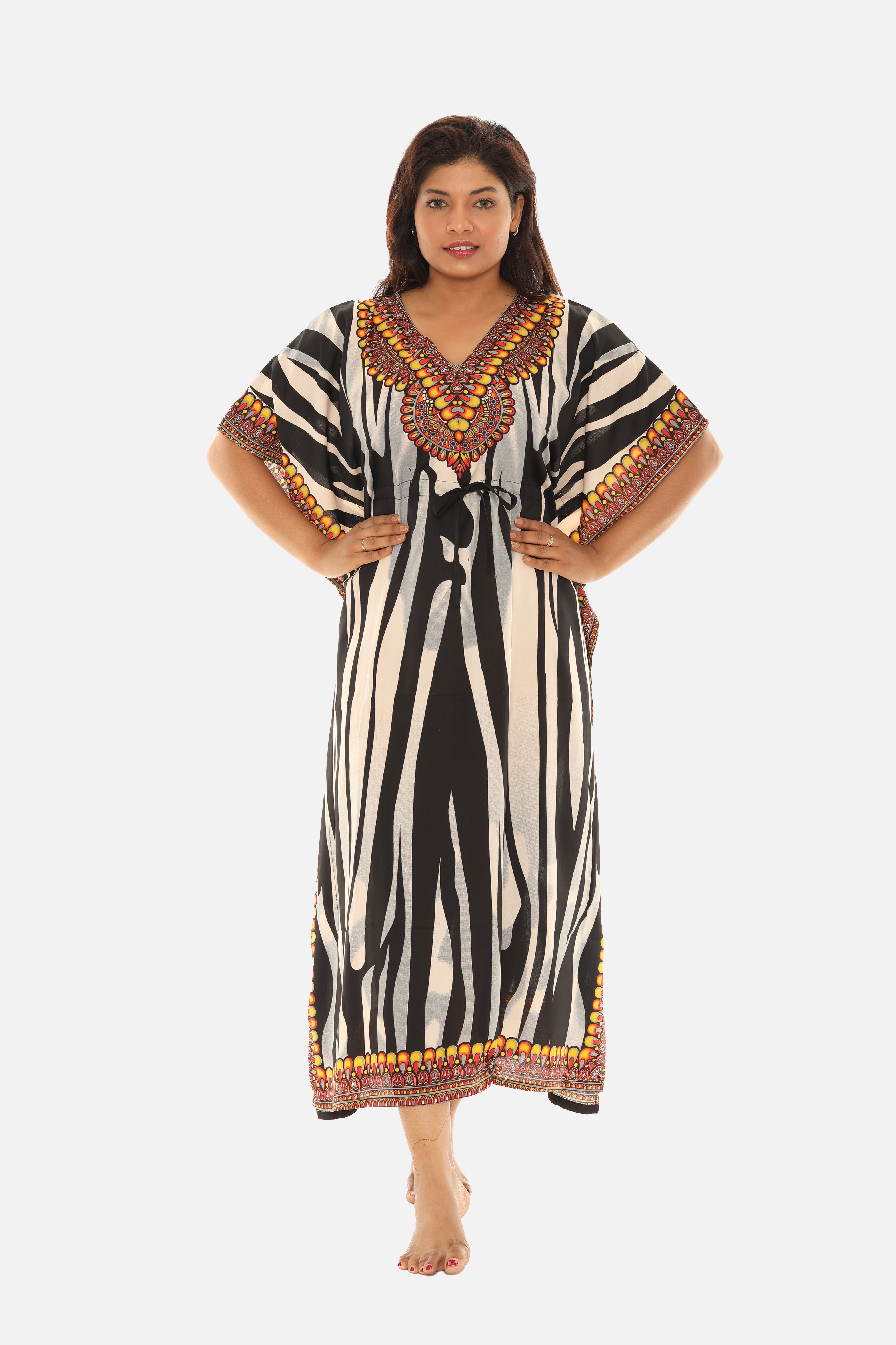 Women Zebra Print Long Printed Caftans