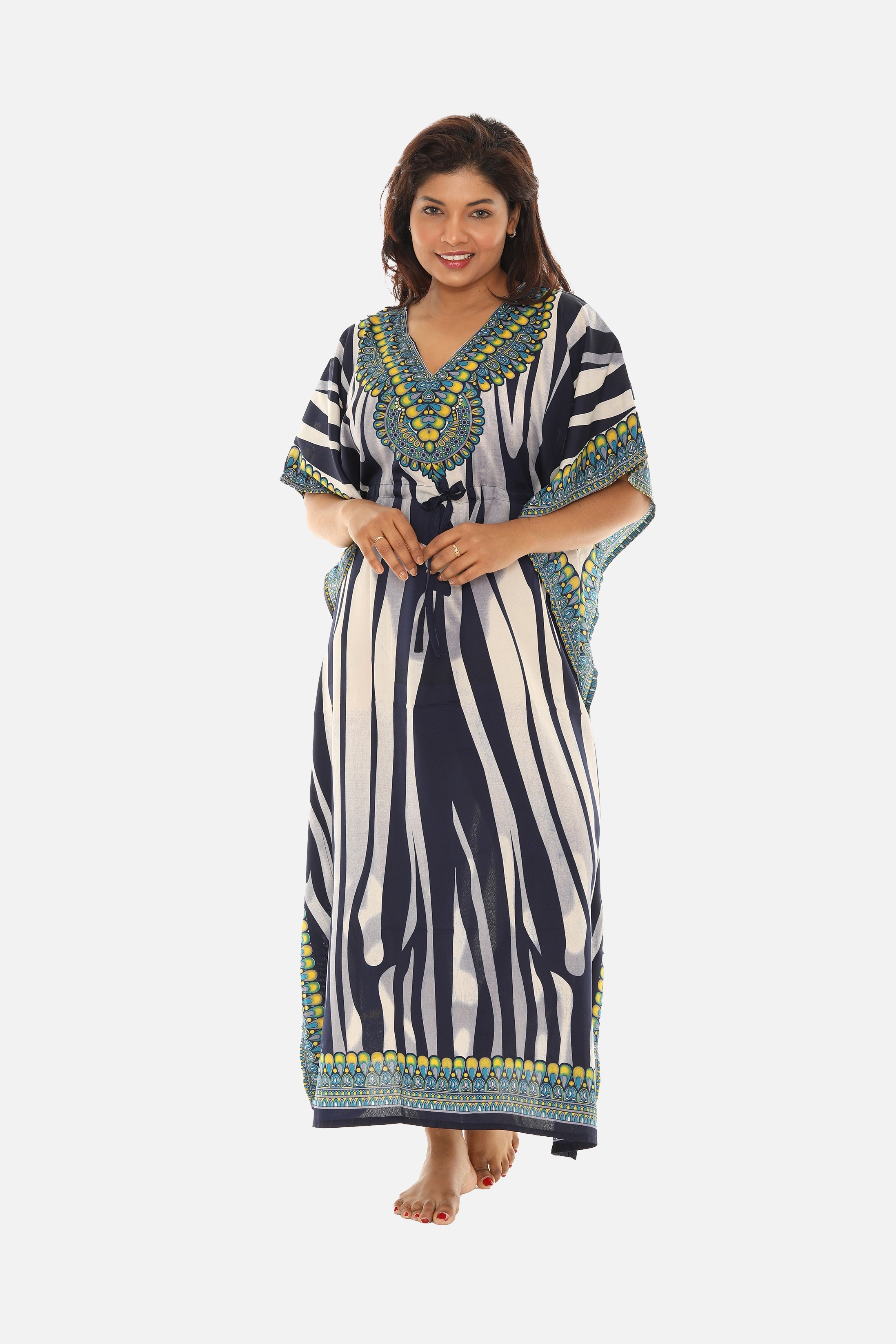Women Zebra Print Long Printed Caftans
