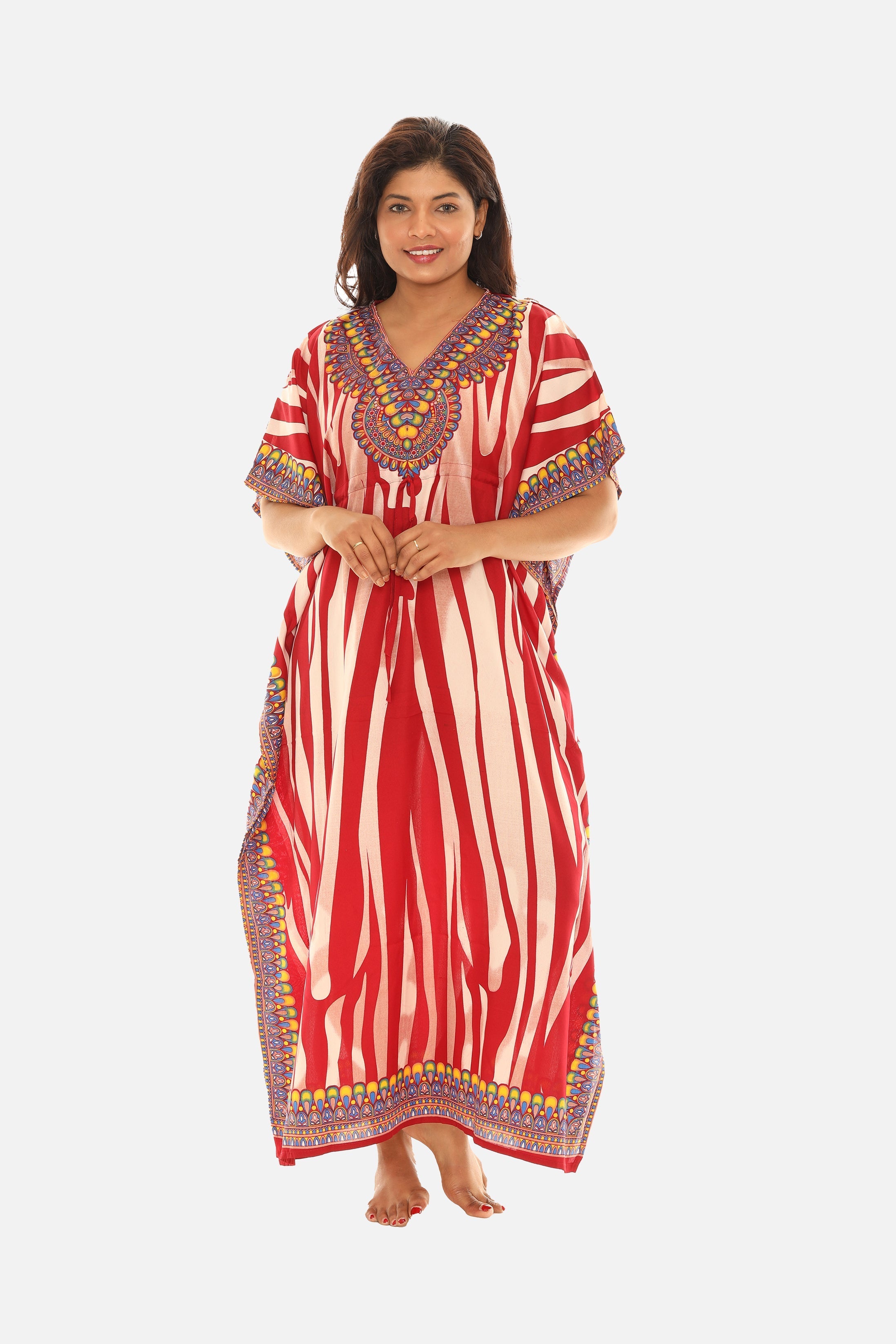 Women Zebra Print Long Printed Caftans