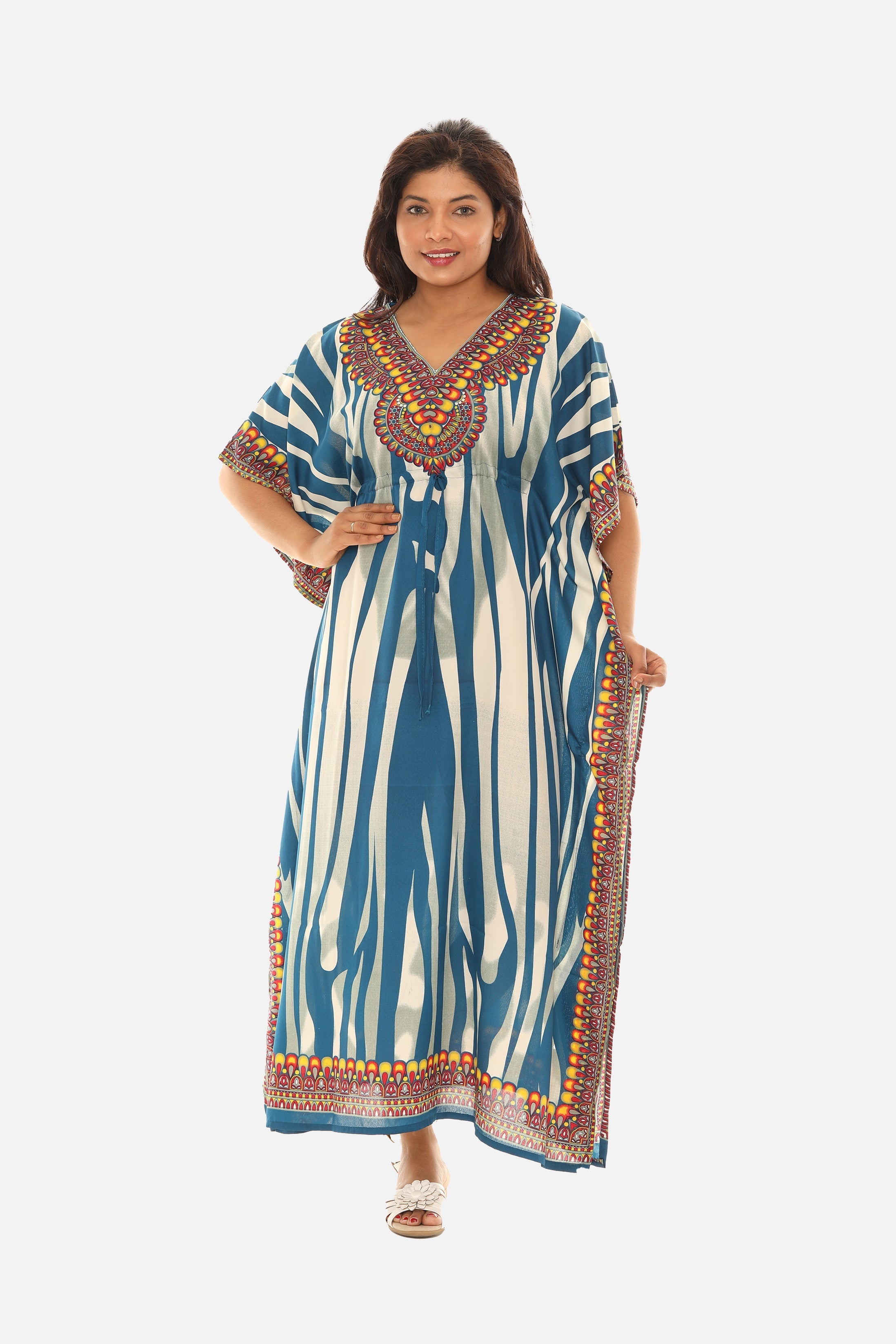 Women Zebra Print Long Printed Caftans