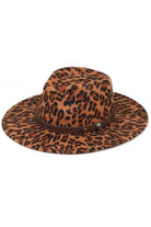 Leopard C.C Leopard Pattern Vegan Felt Panama Hat is crafted with high-quality vegan materials for a cruelty-free option. The trendy leopard pattern adds a fashionable touch to any outfit. Stay stylish and compassionate with this hat, perfect for adding a statement piece to your wardrobe.