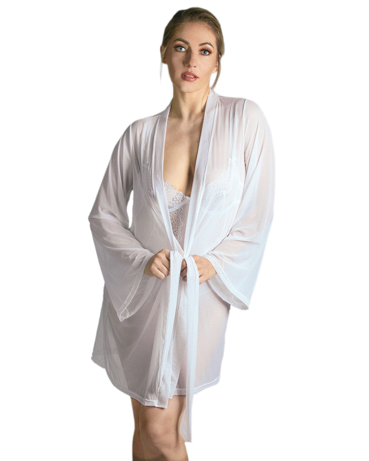 Women's Mesh Charlotte Robe with Kimono-Style Sleeves - Charming Charlie