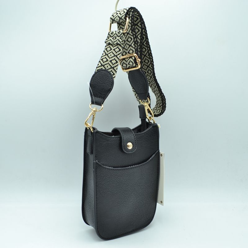 Vegan Leather Crossbody Bag with Adjustable Guitar Straps - Crossbody Bags