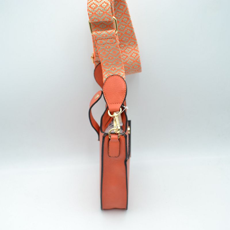Vegan Leather Crossbody Bag with Adjustable Guitar Straps - Crossbody Bags