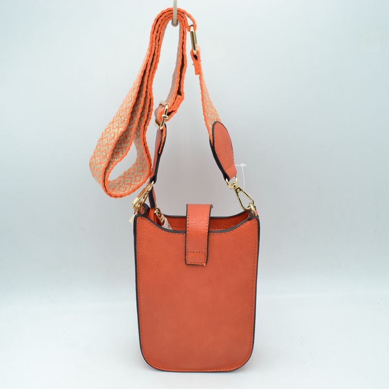 Vegan Leather Crossbody Bag with Adjustable Guitar Straps - Crossbody Bags