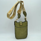 Vegan Leather Crossbody Bag with Adjustable Guitar Straps - Sage - Crossbody Bags