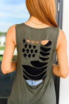 Land of the Free Tank in Olive - Charming Charlie