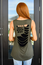 Land of the Free Tank in Olive - Charming Charlie