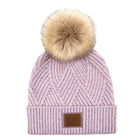 Lavender C.C Heather Beanie Hat With Pom Pom And Suede Patch, provides excellent protection and a fashionable look with its soft heather knit material, faux fur pom pom, and stylish suede patch. The fabric is designed to keep you comfortably warm in cold weather. Add this fashionable accessory to the winter wardrobe collection.