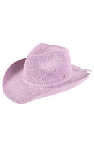 Lavender C.C Terry Cloth Band Trim Cowboy Hat offers both style and functionality. The terry cloth band adds a touch of comfort to the classic cowboy hat design. Perfect for protecting from the sun while staying cool and chic. Made with high-quality materials, this hat is a must-have for any fashion-forward enthusiast.