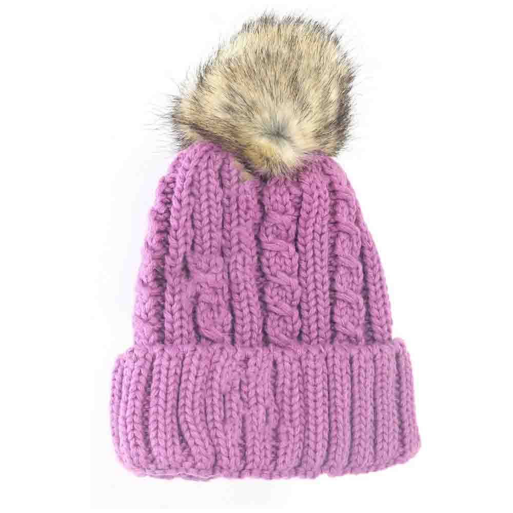 Lavender KIDS Cable Ribbed Fur Pom Beanie offers excellent warmth and comfort for children during cold weather. Made with a durable ribbed knit fabric, it fits snugly to retain heat while allowing breathability. The stylish fur pom adds an elegant touch, making it suitable for daily wear and outdoor activities. This beanie combines practical functionality with refined design, ensuring your child stays protected and looks great throughout the winter season. 