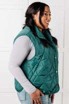 Layering Queen Quilted Puffer Vest in Hunter Green - Charming Charlie