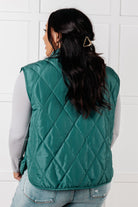 Layering Queen Quilted Puffer Vest in Hunter Green - Charming Charlie