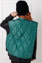Layering Queen Quilted Puffer Vest in Hunter Green - Charming Charlie