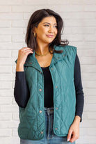 Layering Queen Quilted Puffer Vest in Hunter Green - Charming Charlie