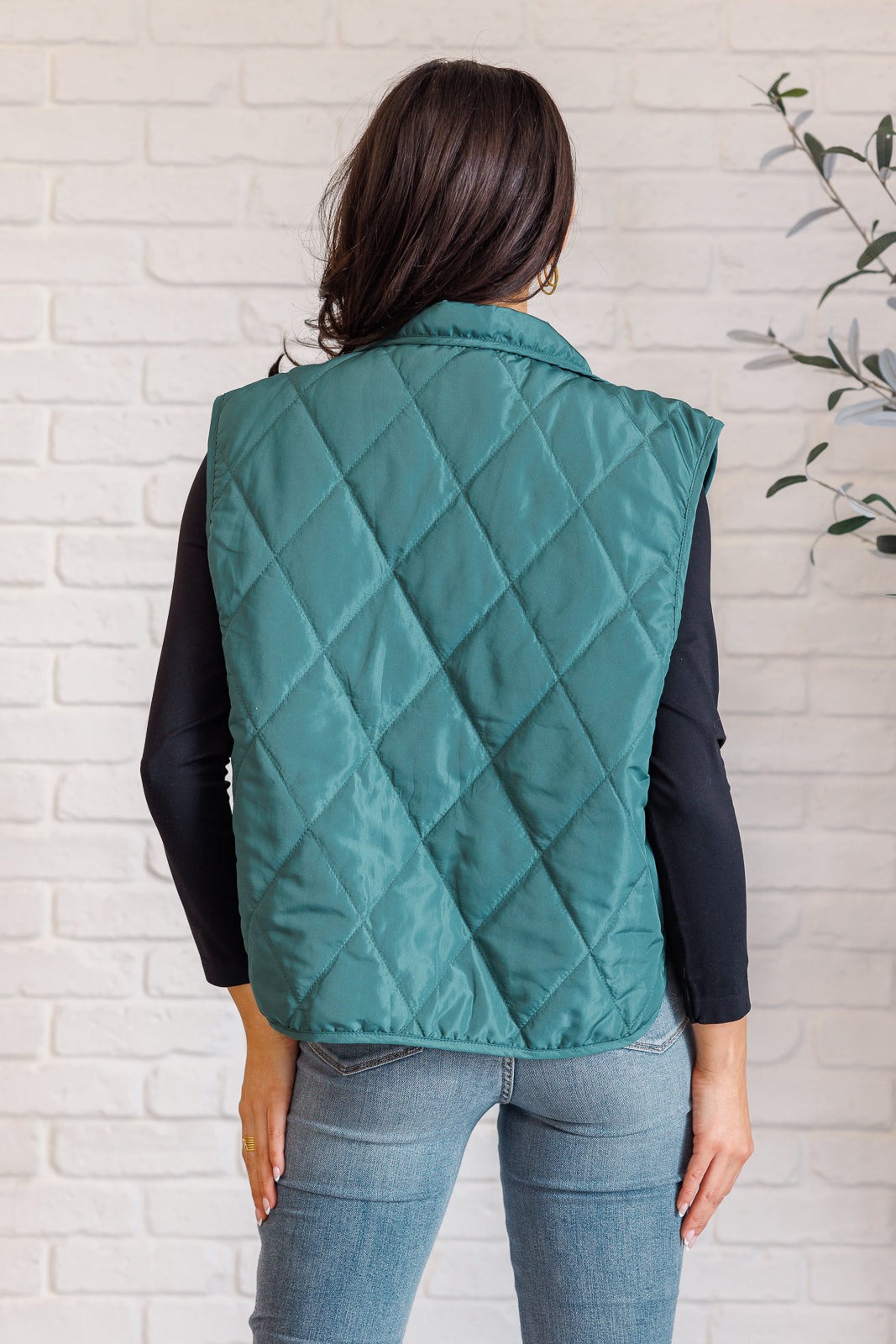 Layering Queen Quilted Puffer Vest in Hunter Green - Charming Charlie