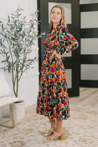 Leafing it All Behind Long Sleeve Tiered Dress - Charming Charlie