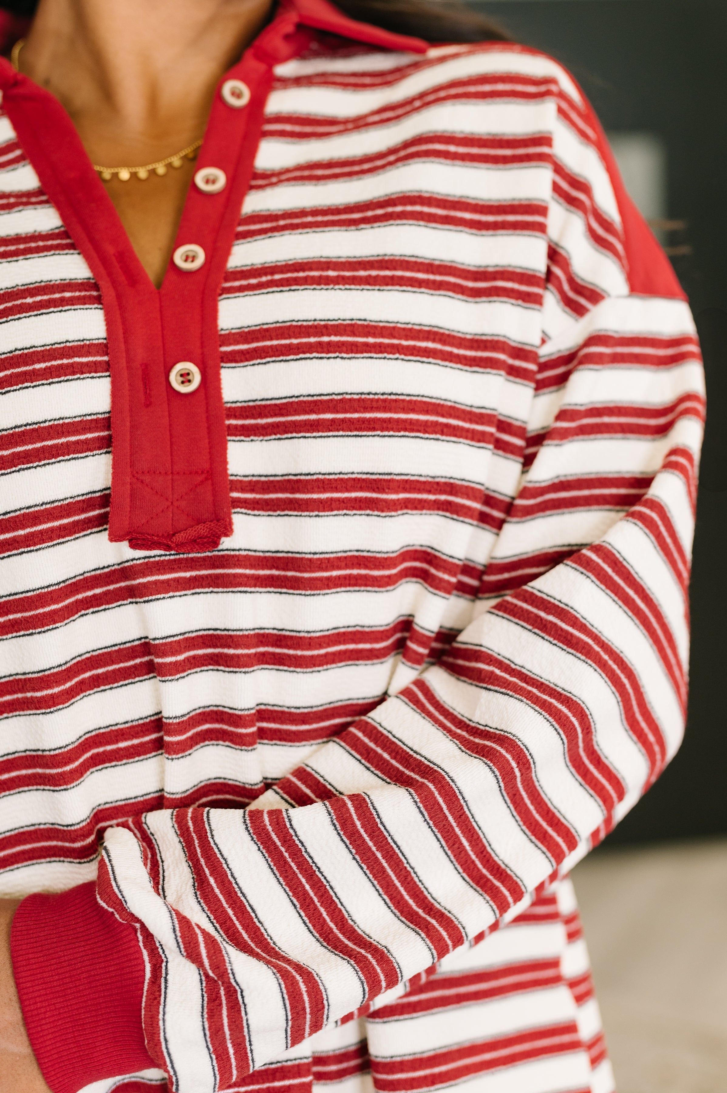 Least of Our Worries Long Sleeve Henley - Charming Charlie