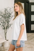 Leave It to Me Waffle Knit Relaxed Tee in Ivory - Charming Charlie