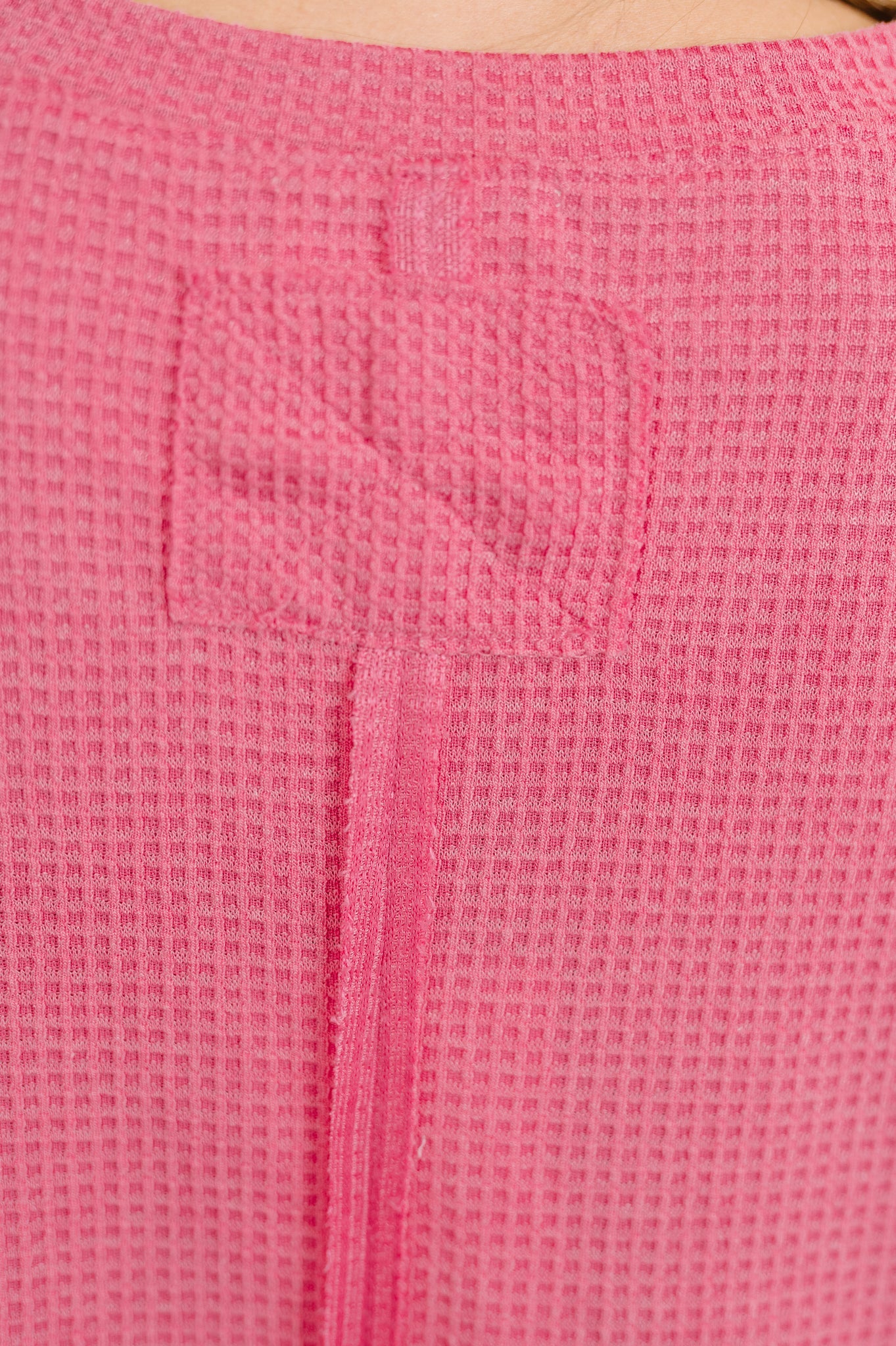 Leave It to Me Waffle Knit Relaxed Tee in  Pink - Charming Charlie