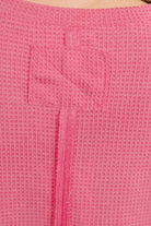 Leave It to Me Waffle Knit Relaxed Tee in  Pink - Charming Charlie