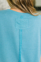 Leave It to Me Waffle Knit Relaxed Tee in Teal - Charming Charlie