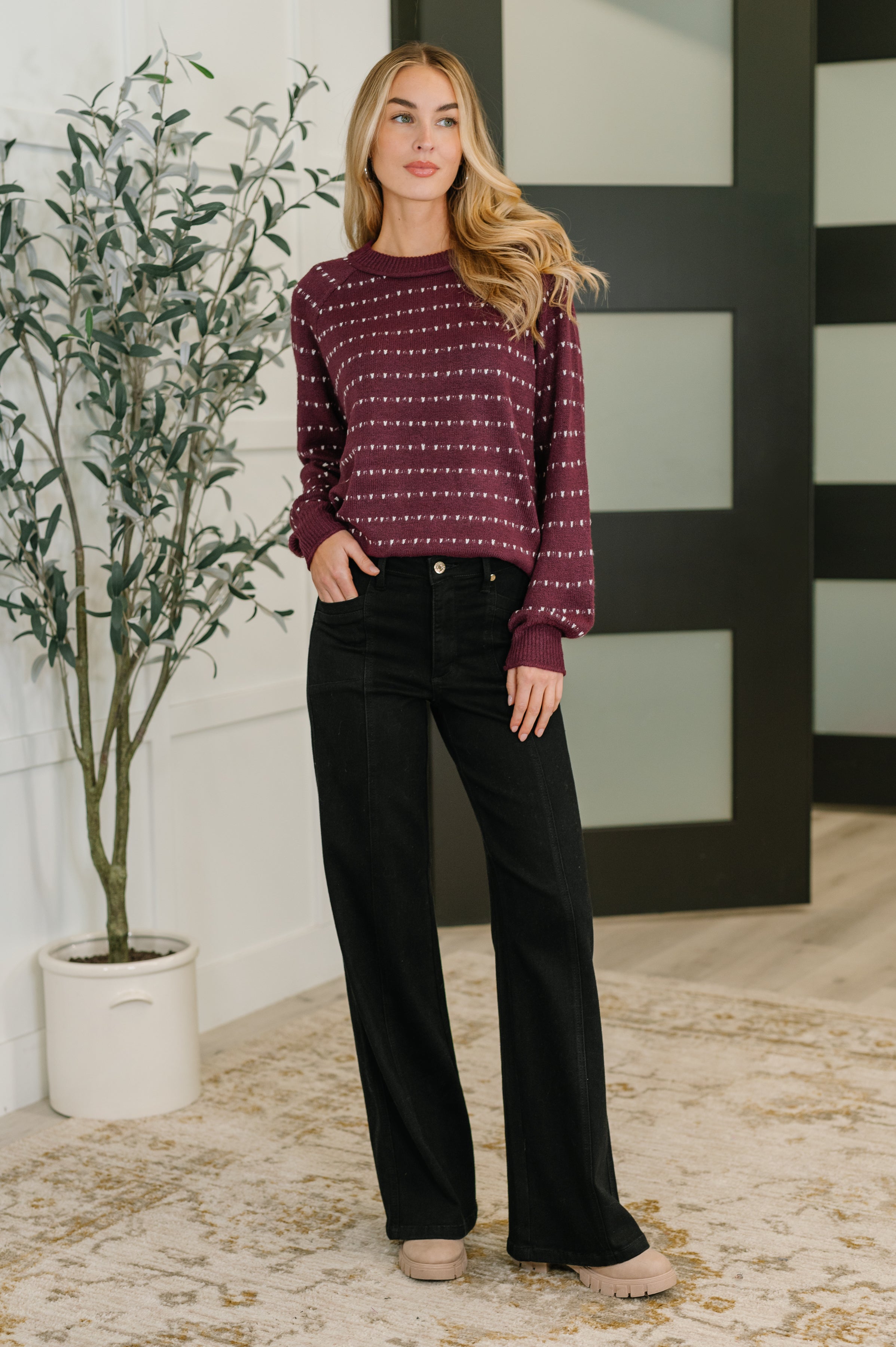 Leaves or Breeze Long Sleeve Knit Top - Charming Charlie