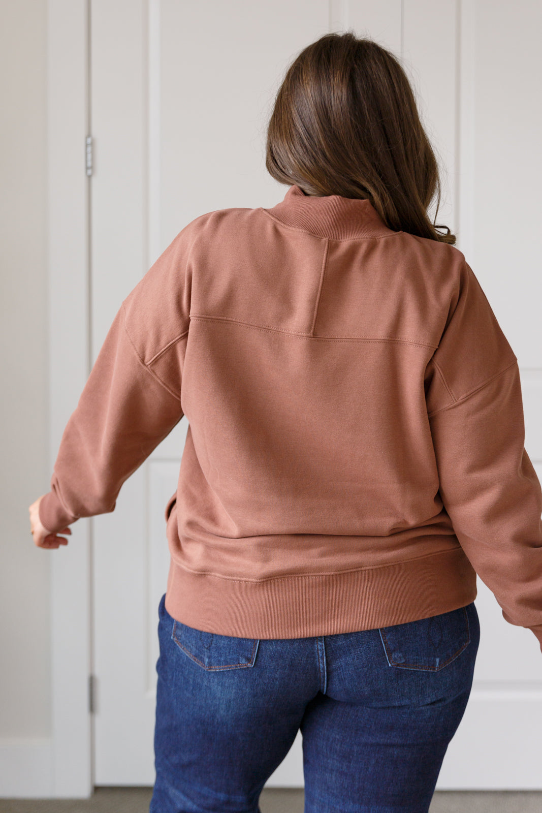 Make No Mistake Mock Neck Pullover in Cocoa - Charming Charlie