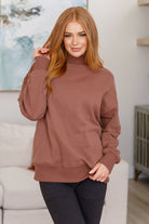 Make No Mistake Mock Neck Pullover in Cocoa - Charming Charlie