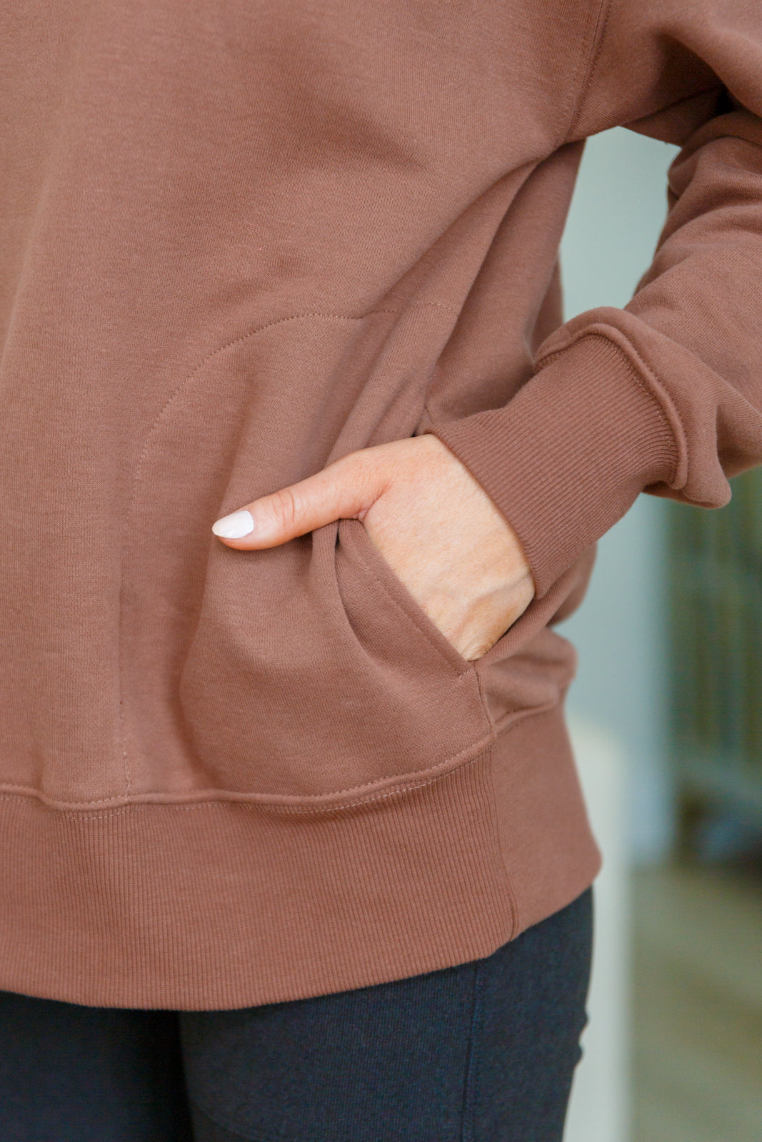 Make No Mistake Mock Neck Pullover in Cocoa - Charming Charlie