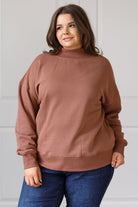 Make No Mistake Mock Neck Pullover in Cocoa - Charming Charlie