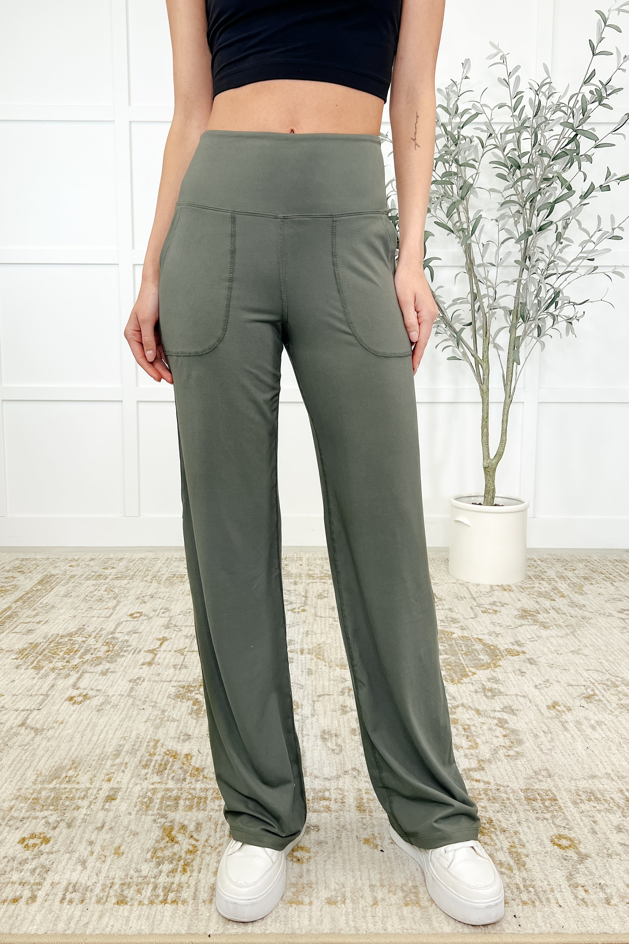 Leg Day Legends Straight Leg Bottoms in Grey Sage - Charming Charlie