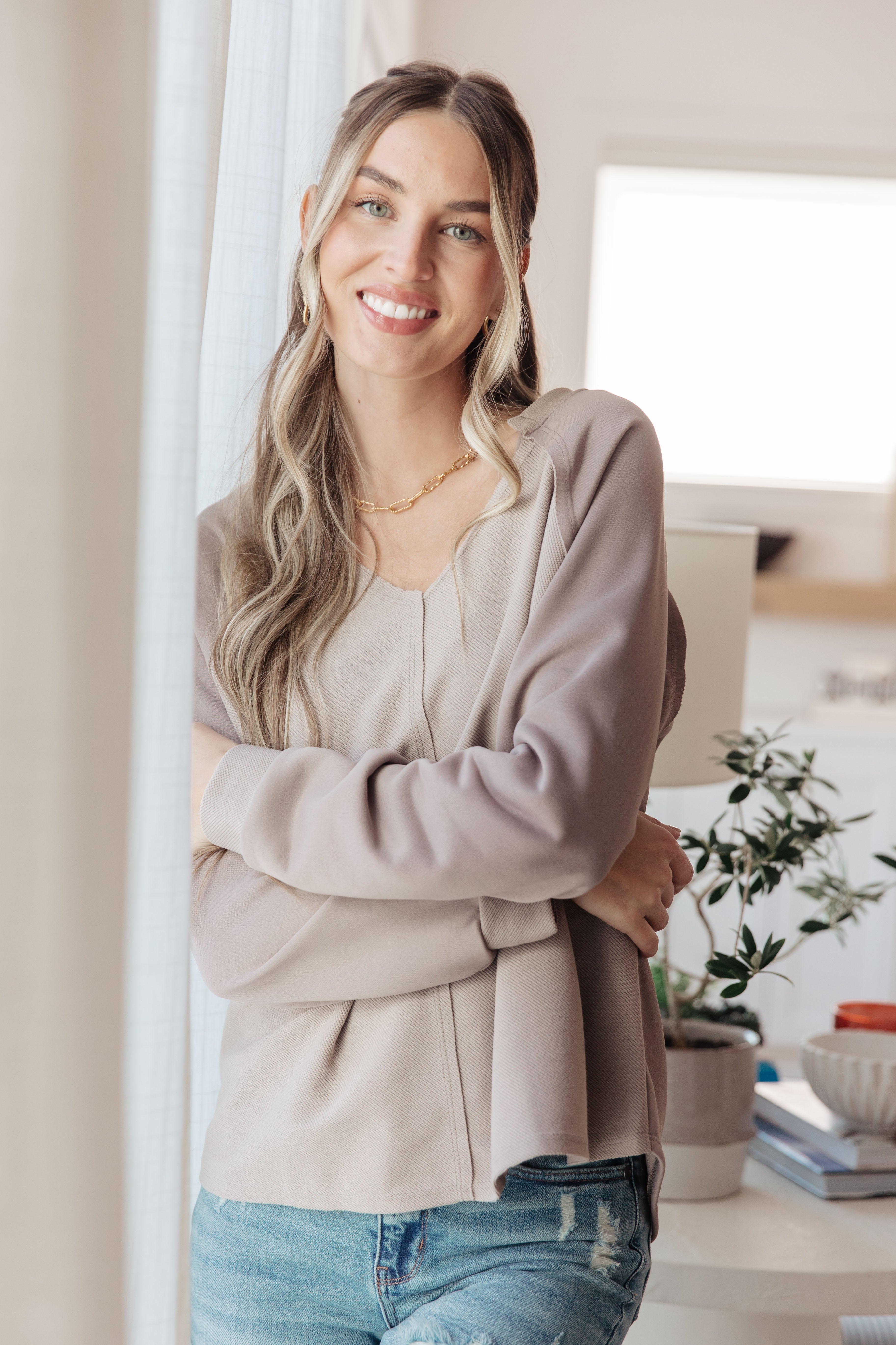 Less Conversation V-Neck Top - Charming Charlie