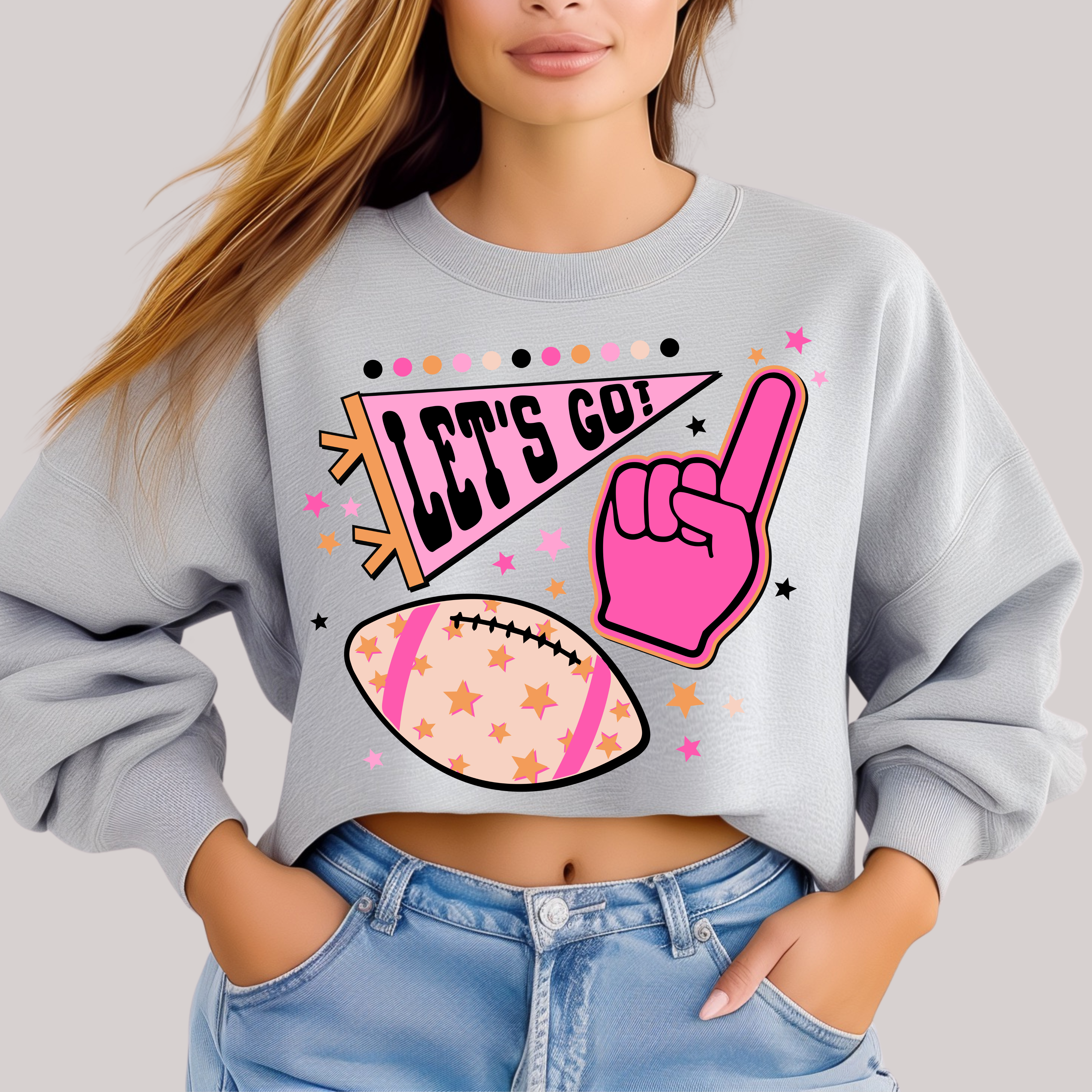 Let's Go Pennant in Grey Sweatshirt - Charming Charlie