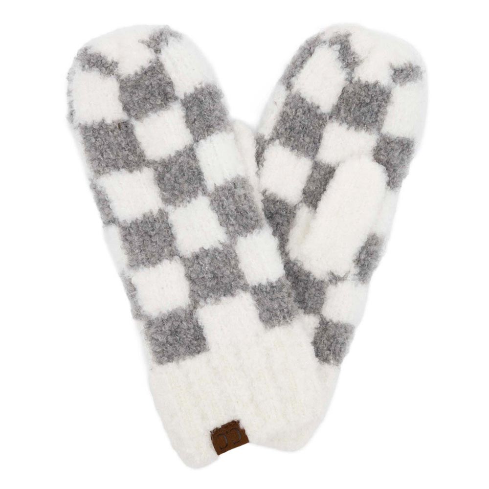 C.C Checkered Pattern Boucle Mittens - Charming Charlie