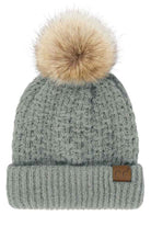 Light Melange Gray C.C Smocking Stitch Pattern Pom Beanie Hat, Warm Winter Beanie Hat; before running out the door into the cool air, you’ll want to reach for this toasty beanie to keep you incredibly warm. Comfortable beanie keep your head and ear warm during the winter. Awesome winter gift accessory!  This smocking stitch pattern pom beanie can be worn both casual and sophisticated wear and also perfect for outdoor fashion, including biking, camping, ice skating, snowboarding, running and more.