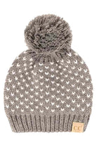 Light Melange Grey Ivory C C Kids Heart Pattern Knit Beanie with Pom, awesome heart pattern design with yarn pom makes it beautiful and keeps your kids standing out with perfect beauty. Wear throughout the winter and cold days to ensure absolute comfortability. Coordinate with any outfit to match the best with perfect warmth and coziness. It Comes in one size winter cap with a pom that fits most head sizes. Enjoy the winter in comfort with this Heart Beanie!