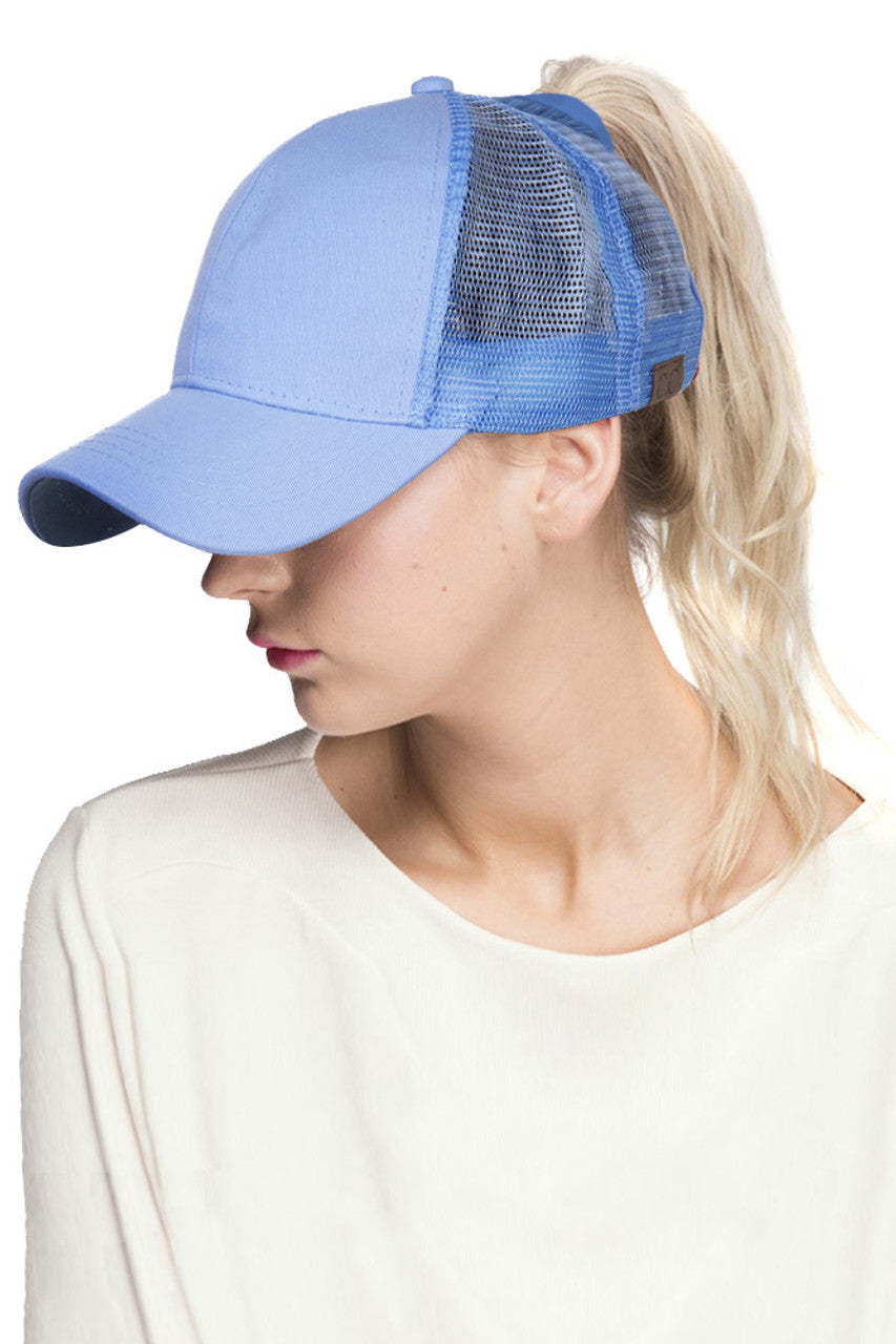 Light Blue C.C BASEBALL PONYCAP is a stylish and versatile accessory for any outfit. With its durable material and adjustable fit, it offers long-lasting comfort and protection from the sun. Plus, its classic baseball cap design adds a touch of sporty sophistication. Perfect for any casual or active occasion.